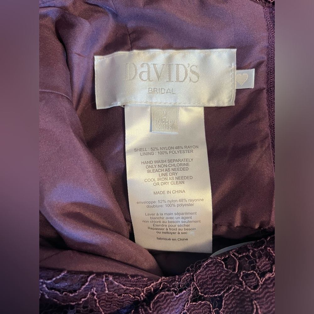David’s bridal elegant purple lace a line dress - Picture 4 of 6